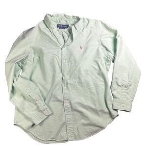 Ralph Lauren Men's Classic Fit Button Down Long Sleeve Shirt Green 17 34/35